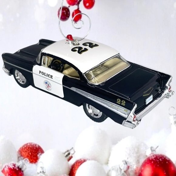 1957 Chevrolet Bel Air Police Cop Car Chevy 5" 1/40 Christmas Tree‎ Ornament - Picture 7 of 7